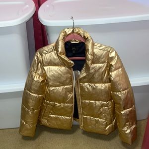 Metallic Gold Puffer Jacket.